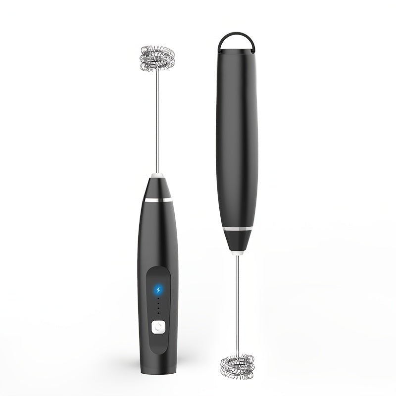 Electric Milk Frother Handheld with 3-Speed Adjustable USB Rechargeable and Stainless Steel Whisks