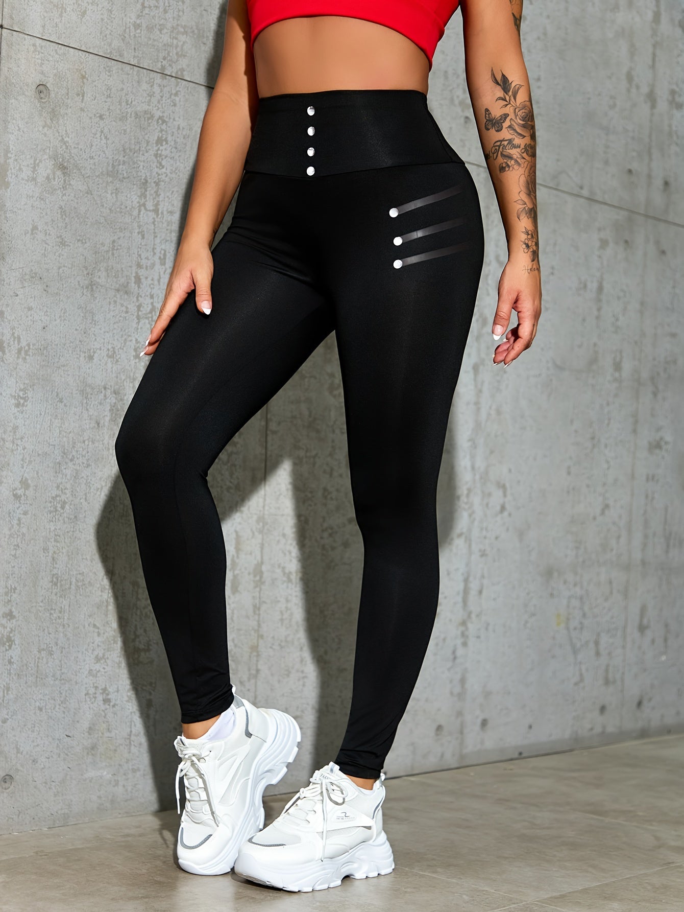 Plus Size Solid Skinny Leggings Casual Comfortable Stretchy Pants