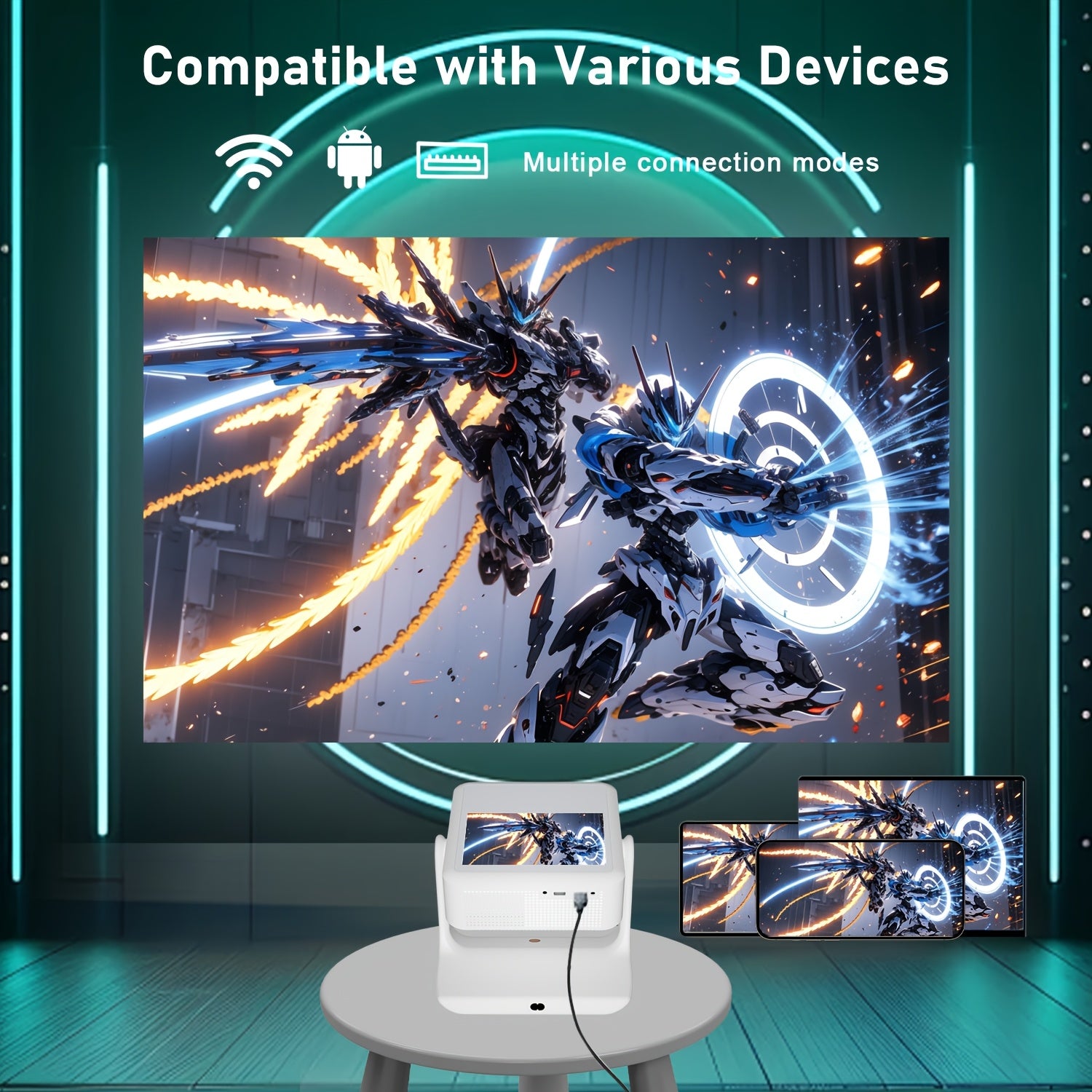 Портативный мини-проектор 1080P Full HD с поддержкой 4K, беспроводной сенсорный экран