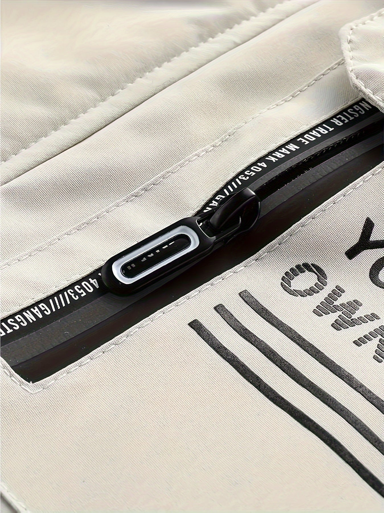 Men's White Hooded Parka Jacket with Zipper Closure and Multiple Pockets Plus Size for Fall Winter