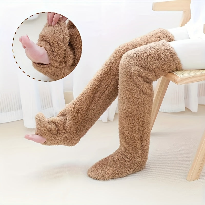 Women's Over Knee Slipper Boots Thermal Plush Home Shoes Cozy Warm Floor Slippers