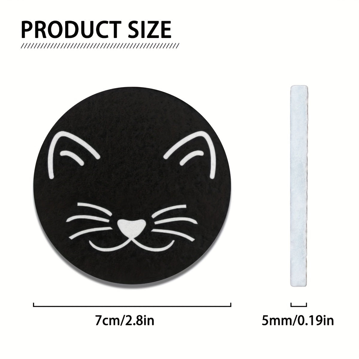 2pcs Black and White Cat Pattern Absorbent Rubber Car Coasters for Cars and Home