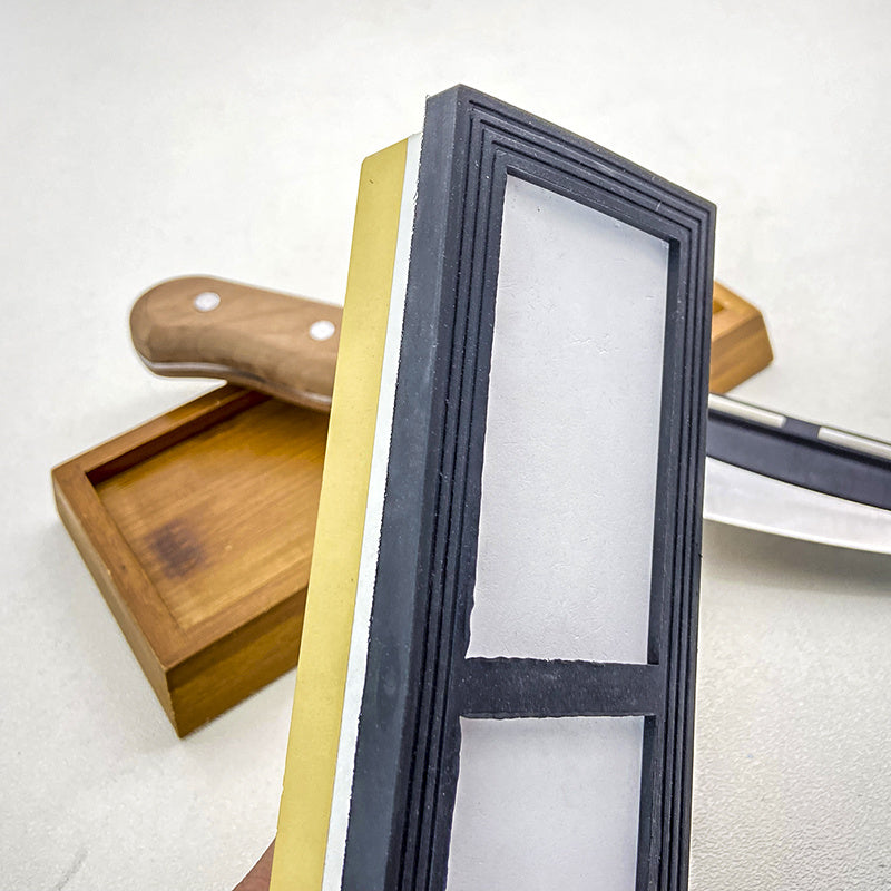 Набор для заточки ножей 2-этапный Whetstone с бамбуковой подставкой и деревянной рукояткой-руководством