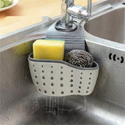 Cesta colgante para lavabo con estante para esponja y organizador, correa ajustable, almacenamiento para cocina y baño