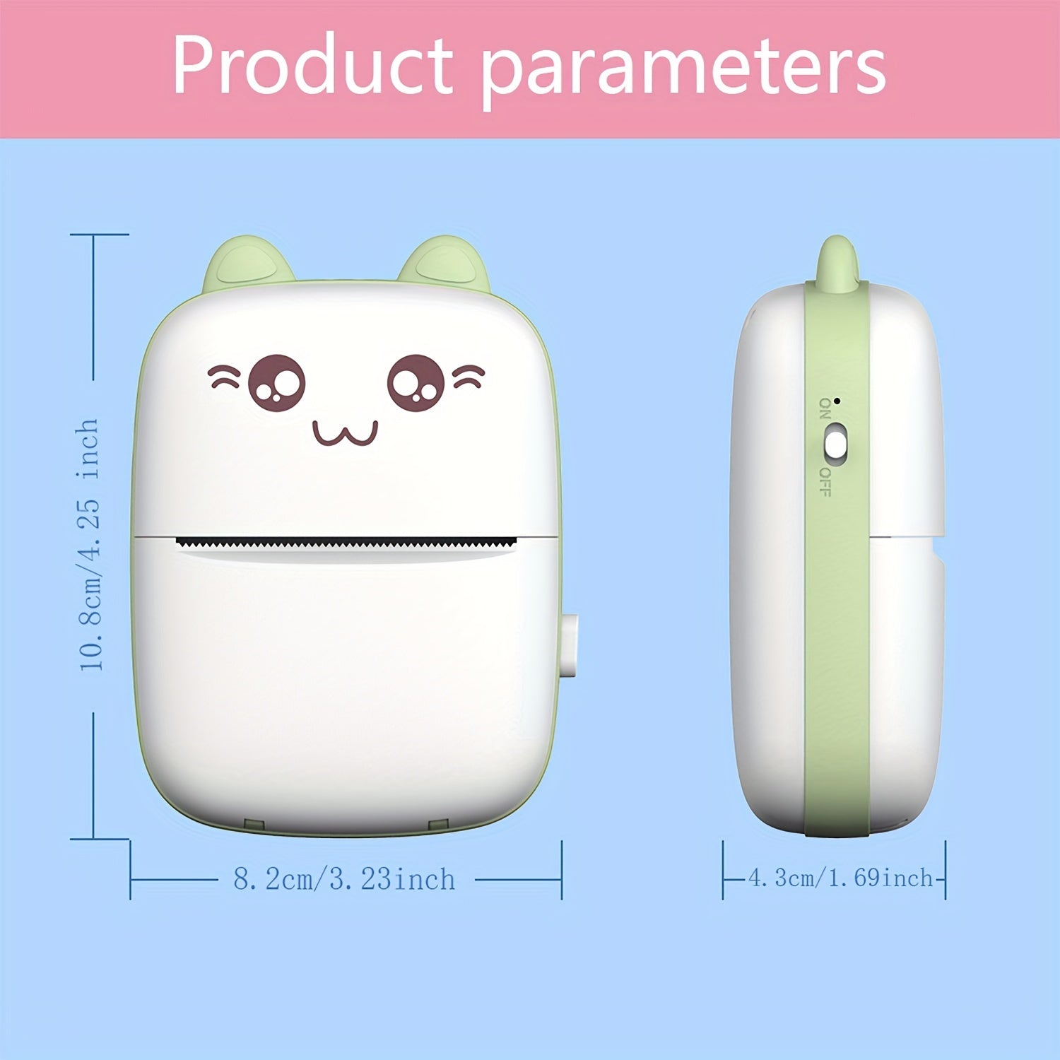 Mini Portable Thermal Wireless Printer with 3 Rolls of Thermal, Self-Adhesive, Colored, and Label Paper