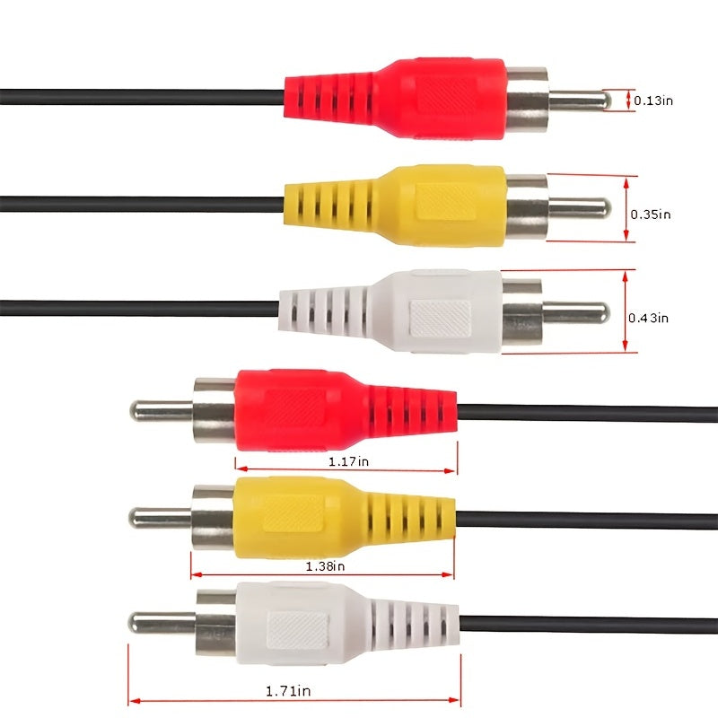 3RCA to 3RCA AV Cable 1.5m All-Copper Video and Audio Connection for TV DVD Set-Top Box