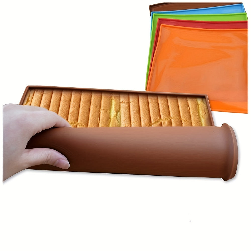 Silicone Cake Roll Mold Dual-Sided Non-Stick Baking Mat Brown White