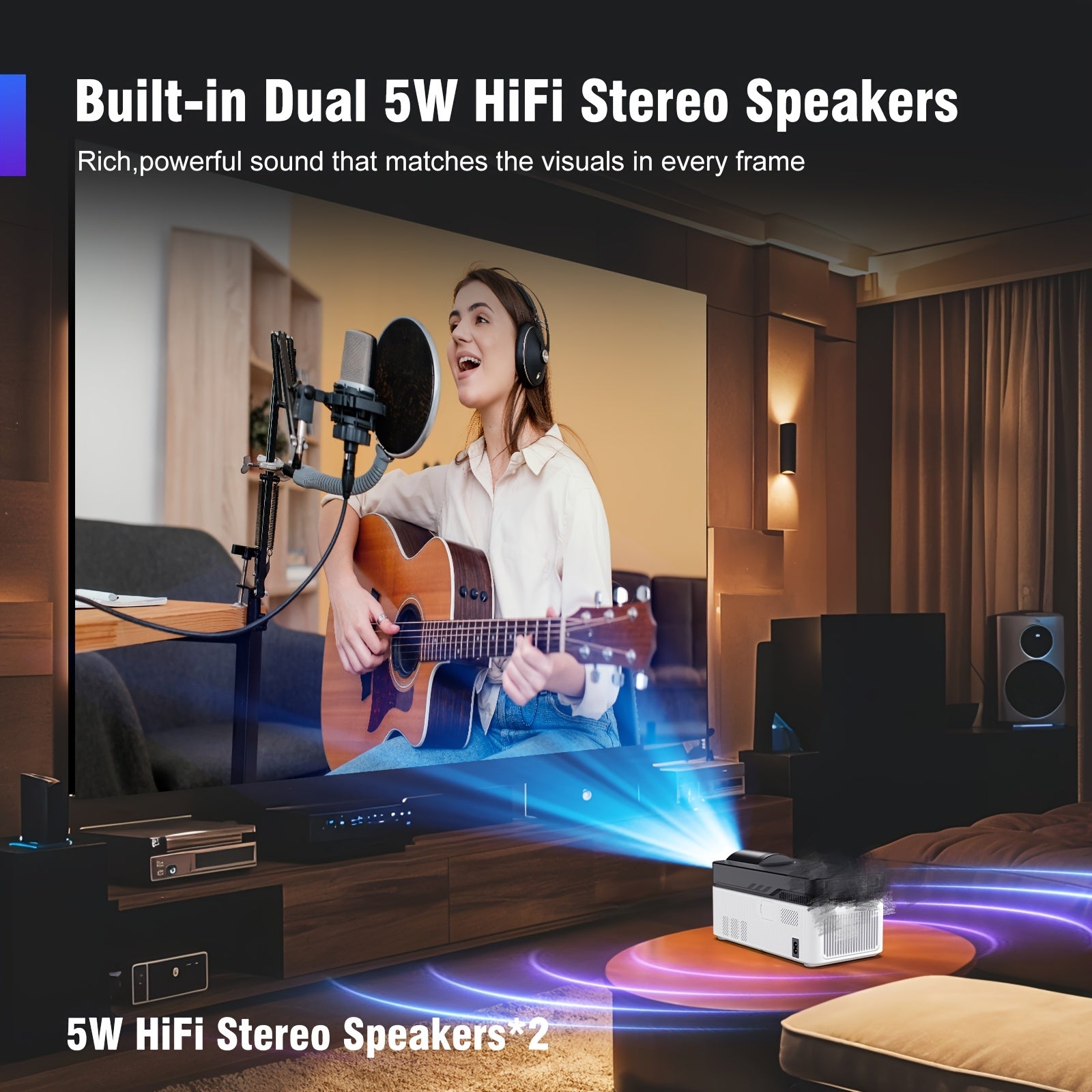 Portable Android Projector with 4K Support and Wi-Fi for Home Theater