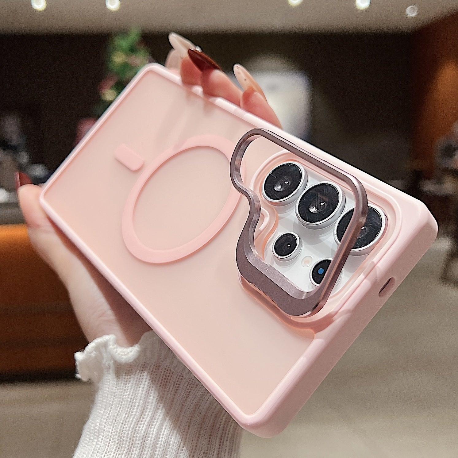 Samsung S25 Ultra Plus Magnetic Shockproof Lens Phone Case with Stand and Anti-Fingerprint Hard Cover