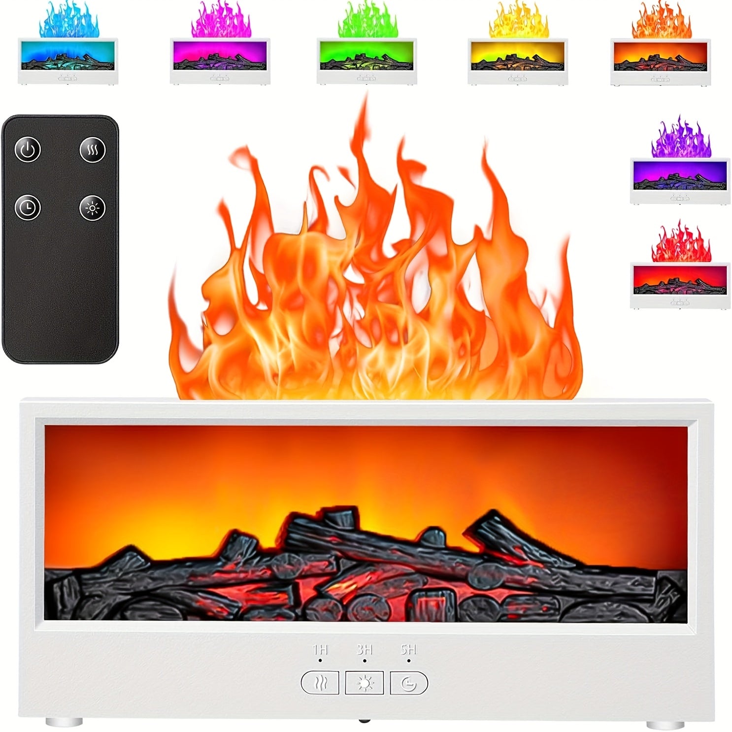 Oq va qora stol usti namlagich, olov rangidagi variantlar va aromaterapiya bilan