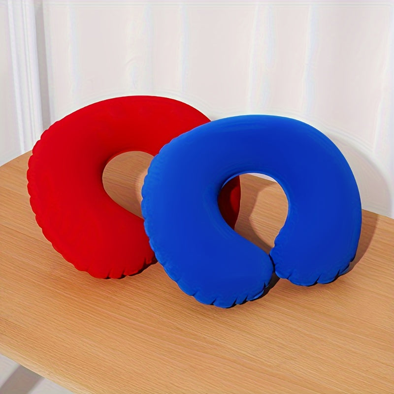 Inflatable C-Shaped Travel Pillow Neck Support for Car and Airplane
