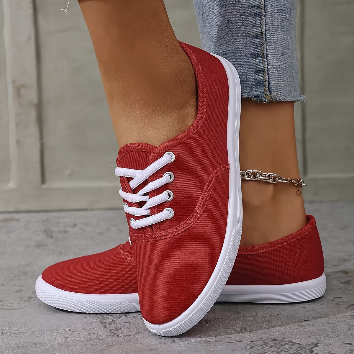 Women's Navy Blue Casual Sneakers Lace-Up Low Tops with Round Toe