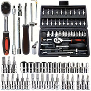 46-Piece Professional Tool Set with Ratchet Wrench Screwdriver Extension for Car Repair