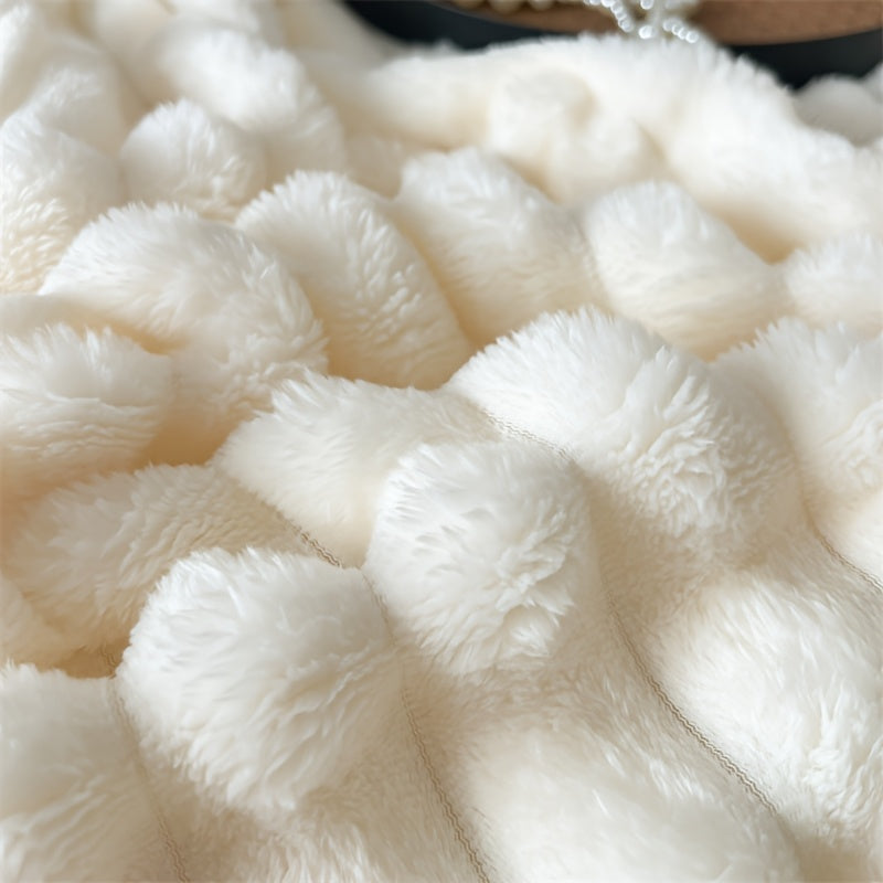 Striped Plush Throw Blanket Reversible Soft Polyester for Sofa Bed Travel