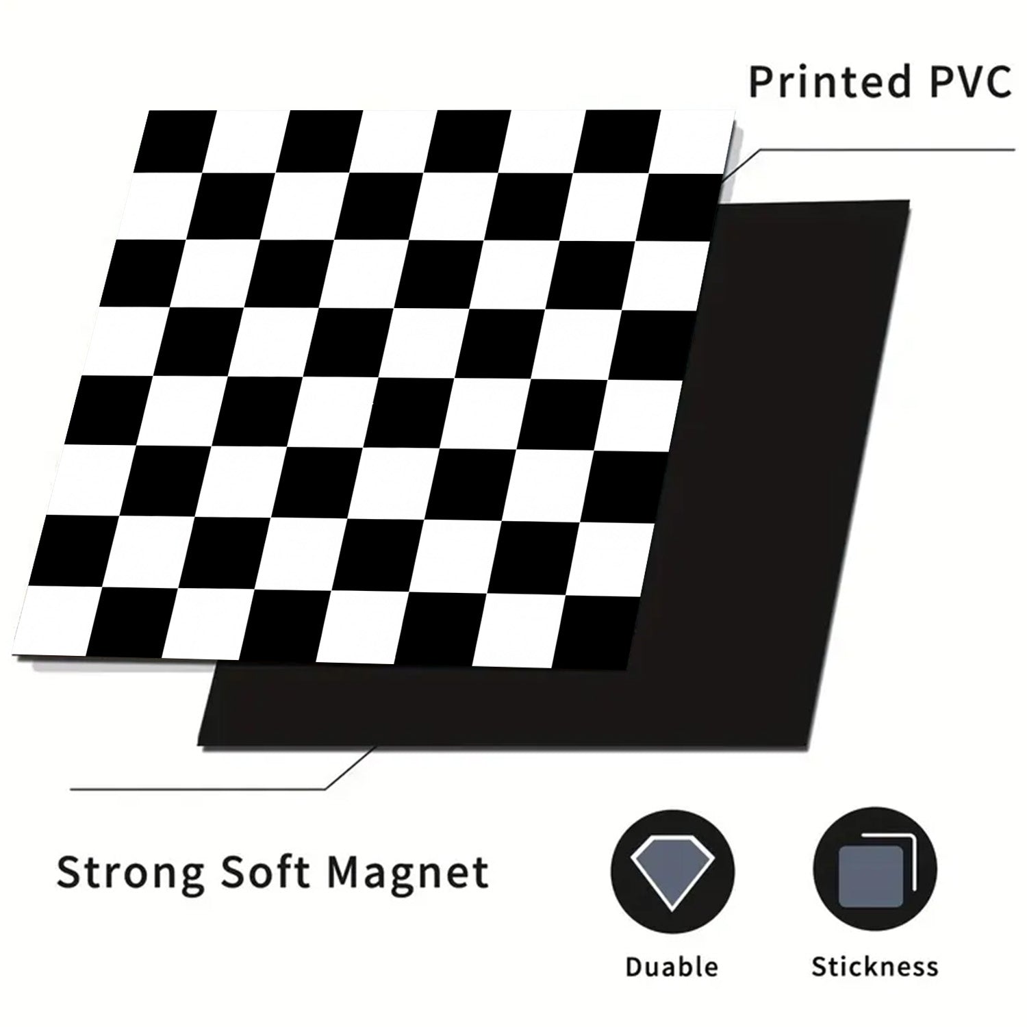 Qora va oq tekislikli magnitli idish-tovoq qoplami, suv o'tkazmaydigan PVC, oson magnitli tortish, 58.5x65 sm oshxona dekoratsiyasi