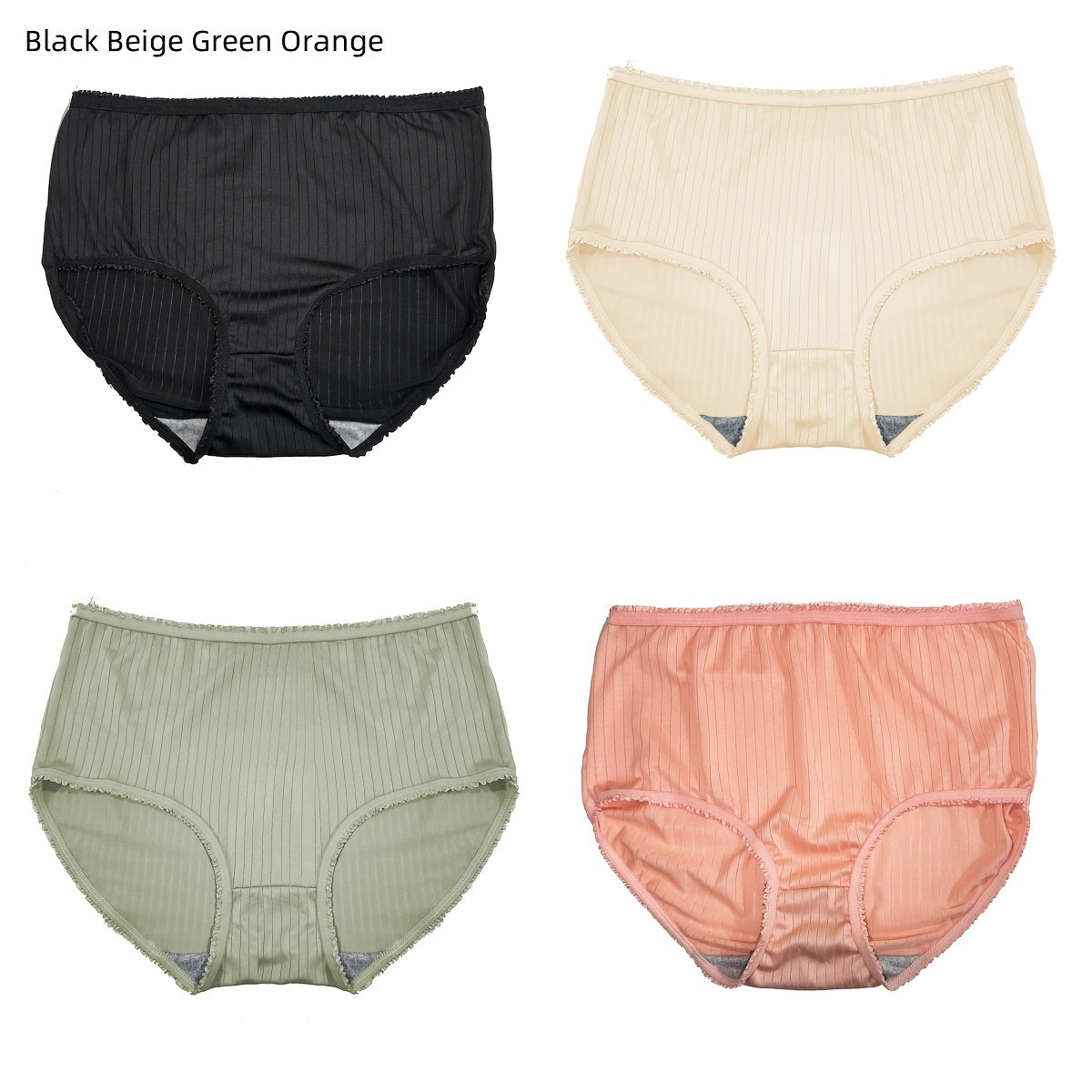 Set of 4 Women's High Waist Breathable Cotton-Polyester Underwear