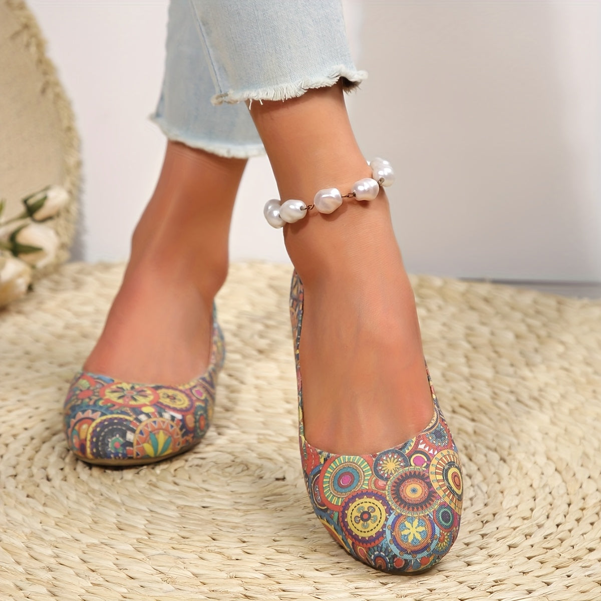 Women's Flat Shoes Bohemian Style Light Comfortable for Independence Day