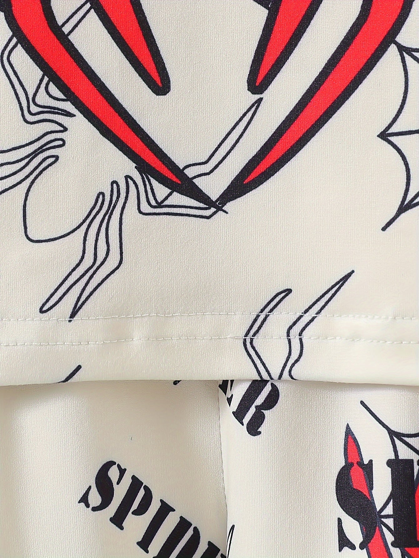 Boys Summer Spider Pattern T-Shirt and Shorts Set 95% Polyester 5% Spandex Kids Outfit