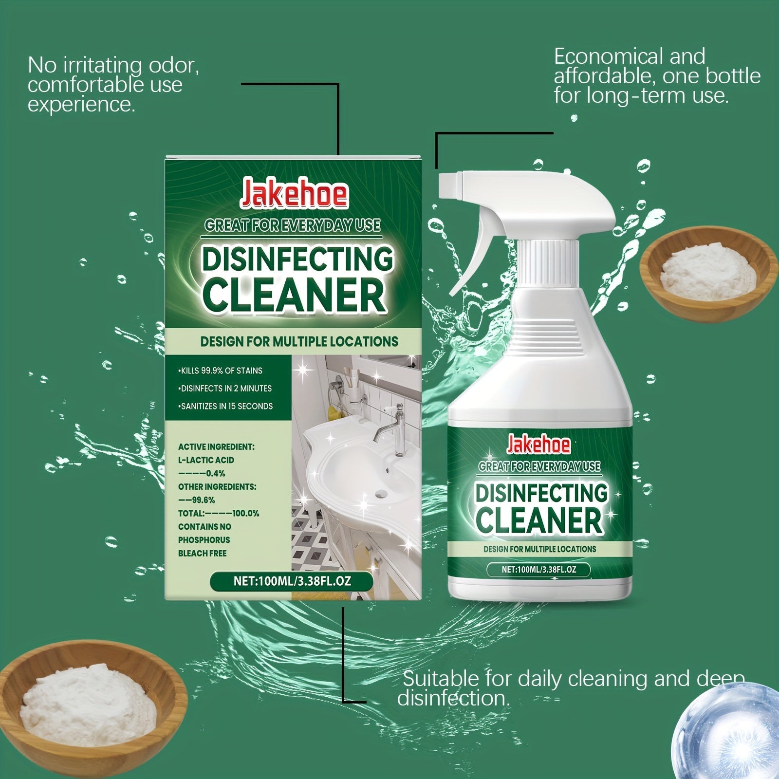 Multi-Purpose Disinfecting Cleaner 1L Liquid Stain Remover for Bathroom Kitchen