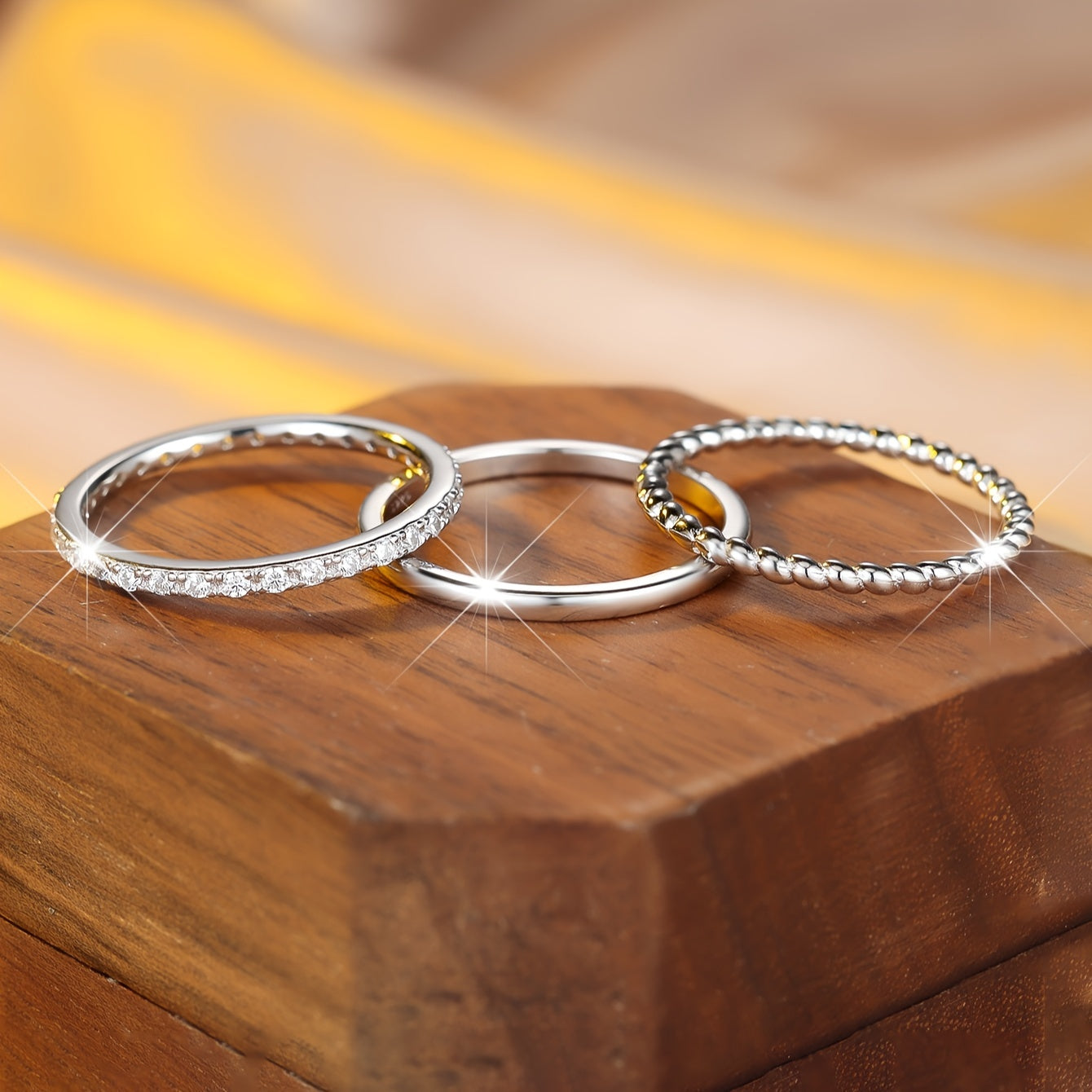 Sterling Silver Ring with White Diamond and Rope Knot Design for Women