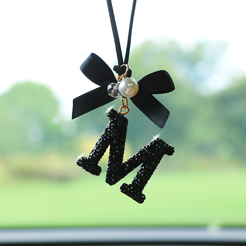 Декоративный кристальный алфавит вешалка с бантом и искусственной жемчужиной