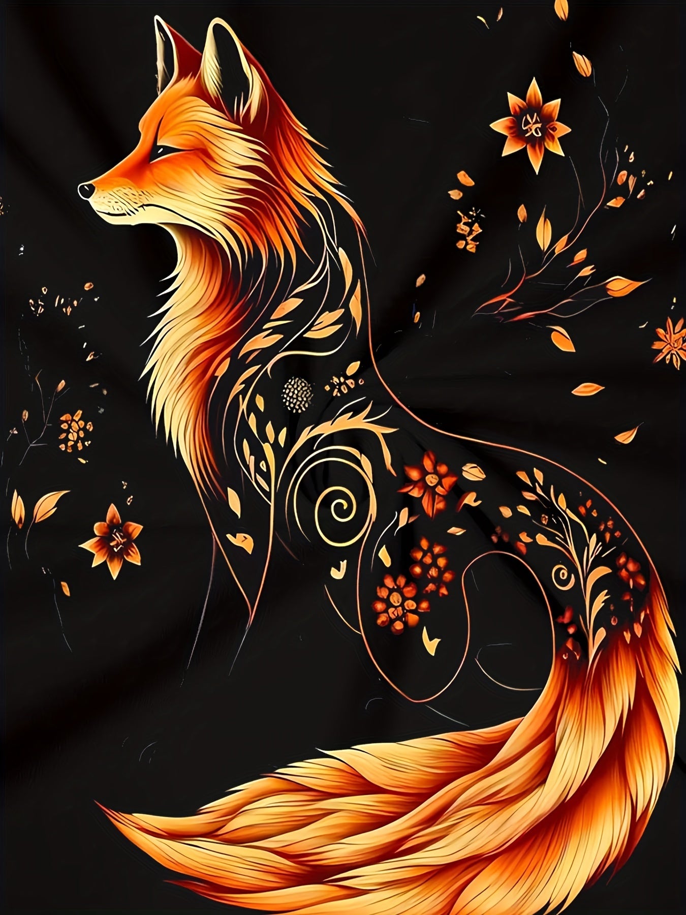 Women's Long Sleeve T-Shirt Easy-Care Floral Fox Print Spring Fall Top