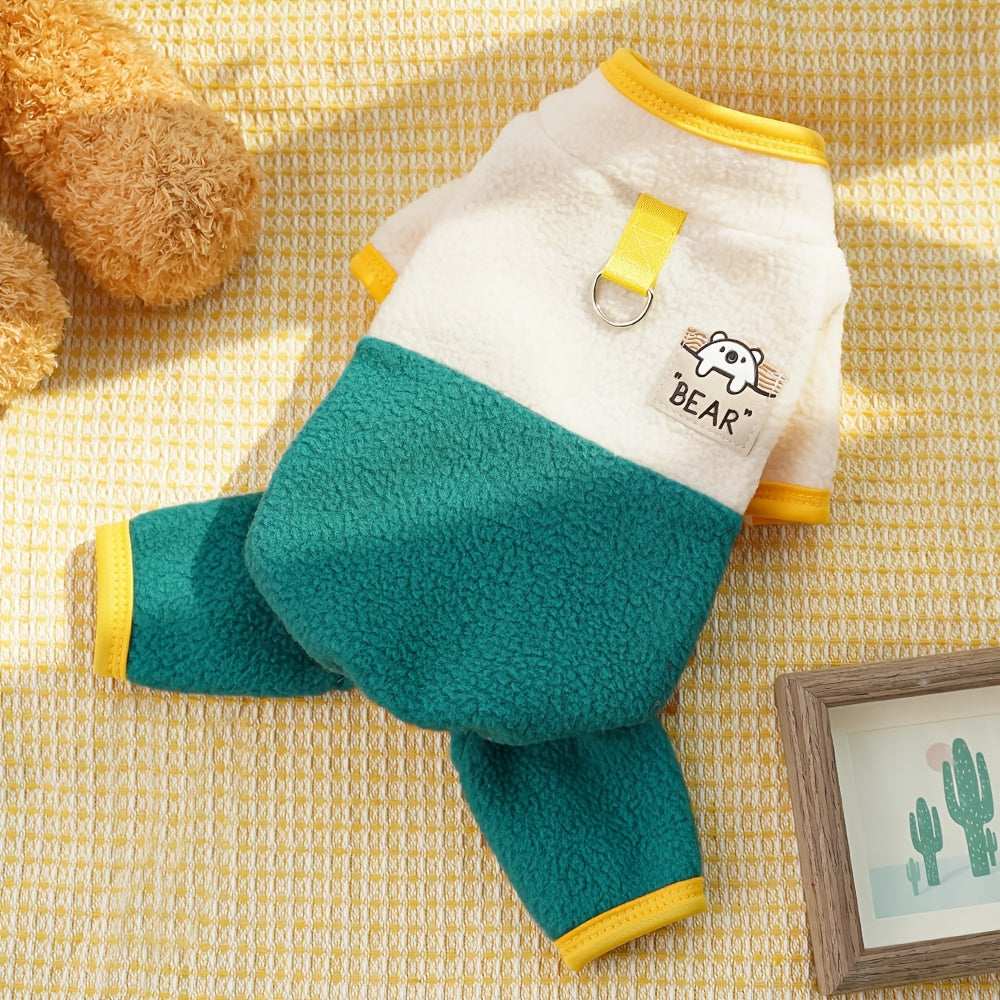 Fleece Pet Jumpsuit for Small to Medium Dogs and Cats Winter Fall Pullover