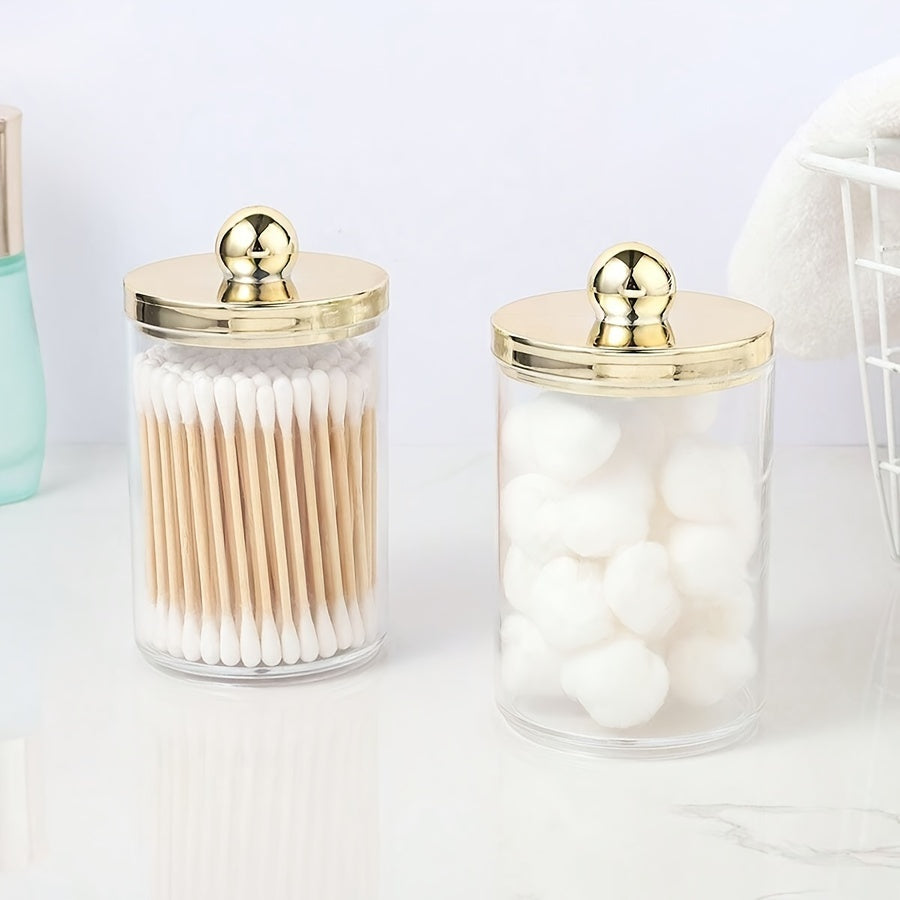 3-Piece Acrylic Qtip Holder Set with Tray Bathroom Storage Organizer