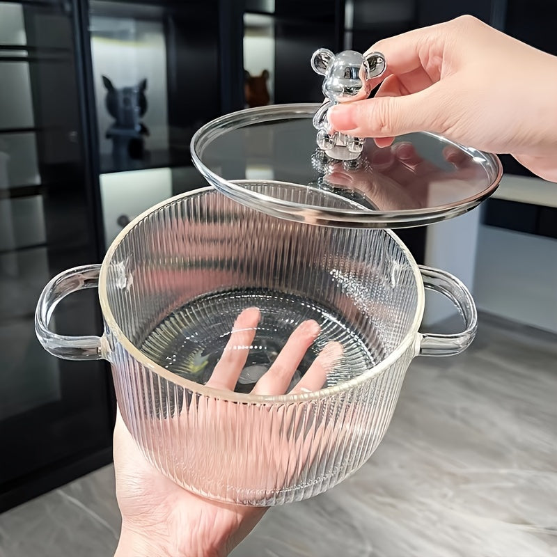 Heat-Resistant Glass Cookware Pot with Lid for Soup Pasta Noodles Baby Food