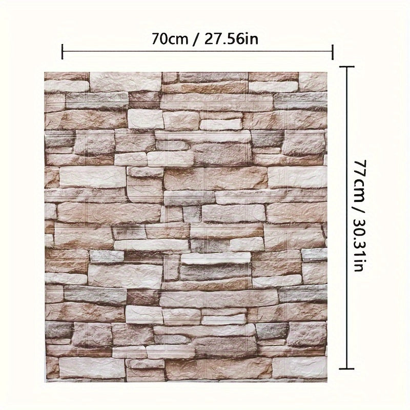 10pcs 70cmX77cm 3D Brick Wall Panels Self-Adhesive Waterproof for Home Decor
