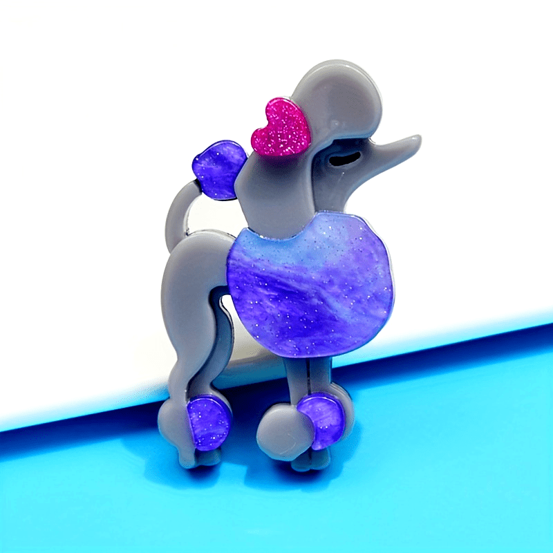 Vintage Acrylic Dog Brooch for Women Sparkling Glitter Animal Pin Jewelry