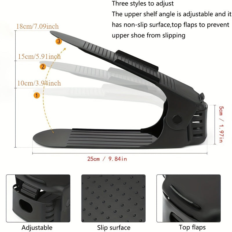 10 ta moslashuvchan poyabzal tashkilotchilari to'plami, turli xil poyabzal turlariga mos keladigan, mustahkam plastikdan yasalgan, shkaf joyini tejash uchun.