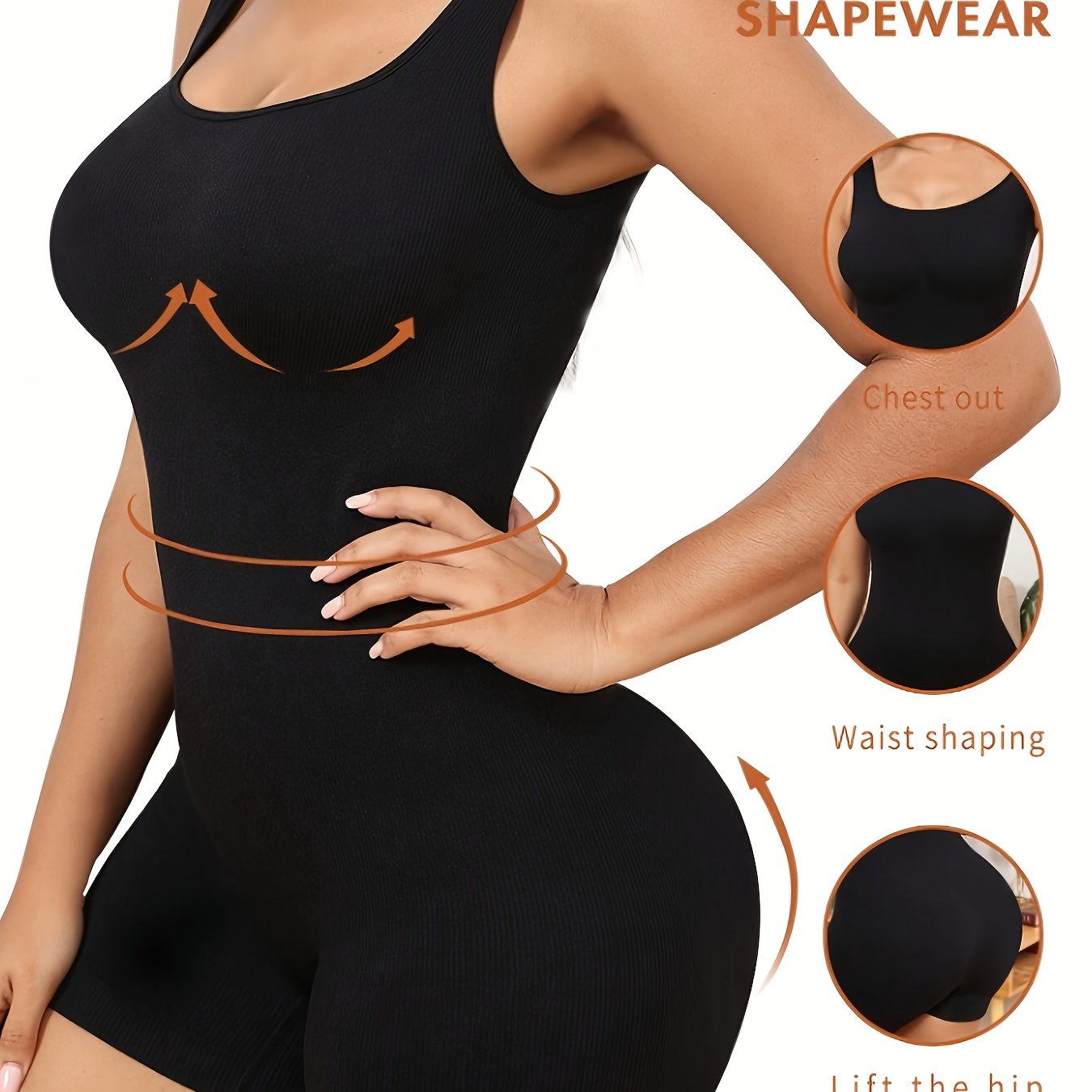 Plus Size Women's Seamless Shapewear Romper High Elasticity Tummy Control Pink