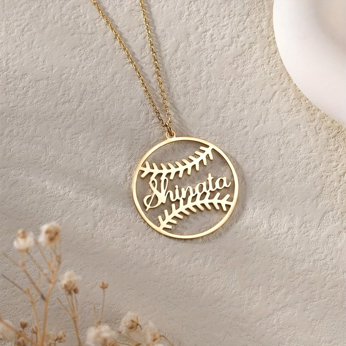 Personalized Gold Plated Stainless Steel Baseball Necklace for Boys Girls Sports Gift