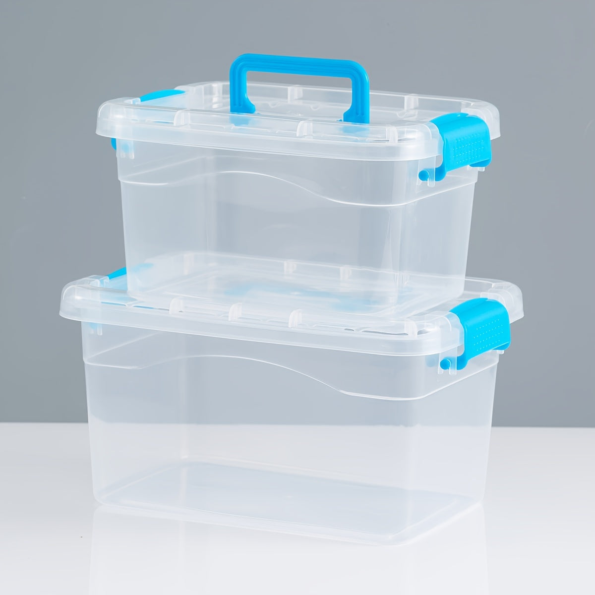 Set of 2 Plastic Storage Bins with Lids Moisture-Resistant Dustproof for Bathroom Toys Stationery