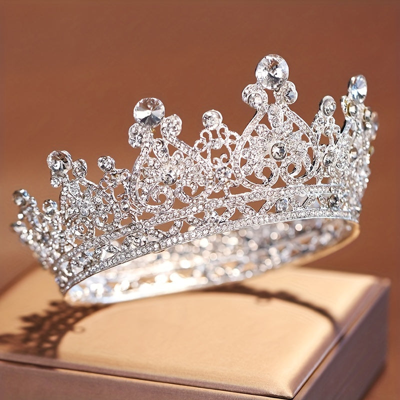 Elegant Crown with Rhinestones for Princess, Queen, Wedding, Party Accessories