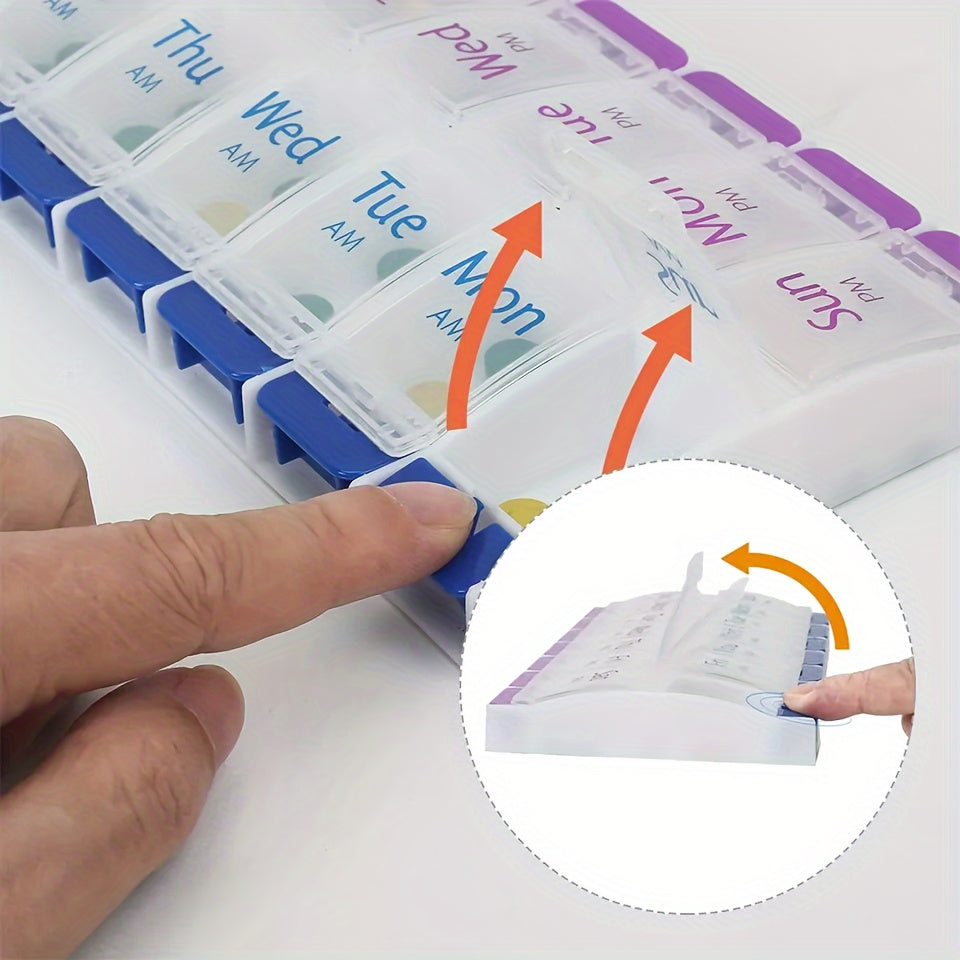 Компактный органайзер для таблеток на 14 отделений, портативный, пылезащитный, дорожный кейс