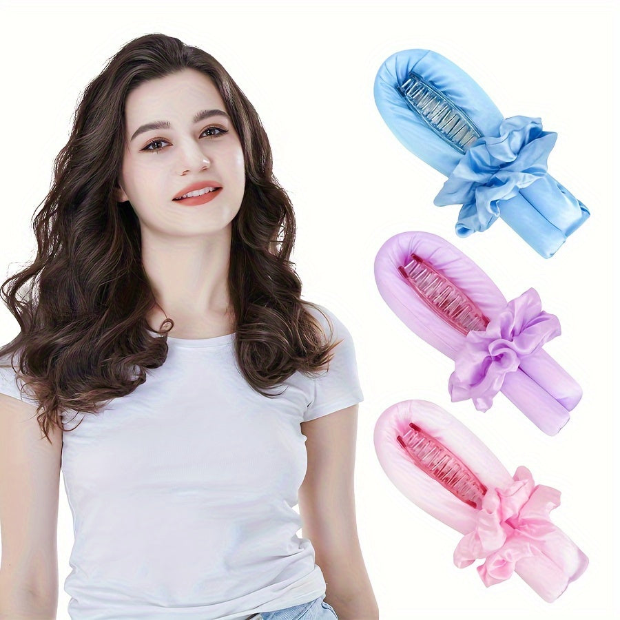 Juego de rulos sin calor para mujer con clips antideslizantes y lazos para el cabello