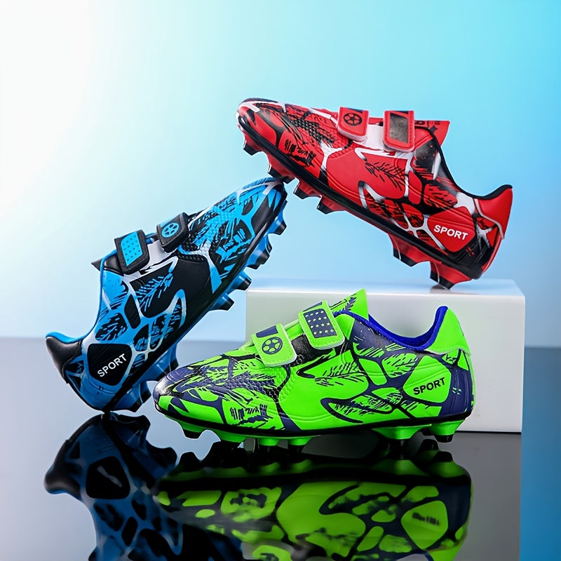Kids' All-Weather Soccer Cleats for Boys and Girls with Long Studs Non-Slip Breathable Low-Top