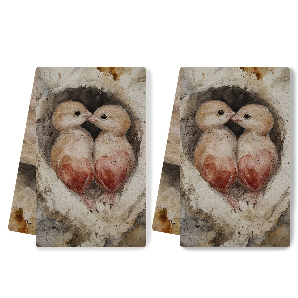 2 ta Valentin tuxumlari oshxona sochiqlari to'plami - Bayram bezaklari uchun ultra yumshoq va yuqori so'riladigan idish qo'l sochiqlari, mashinada yuvish mumkin - 16x24 dyuym