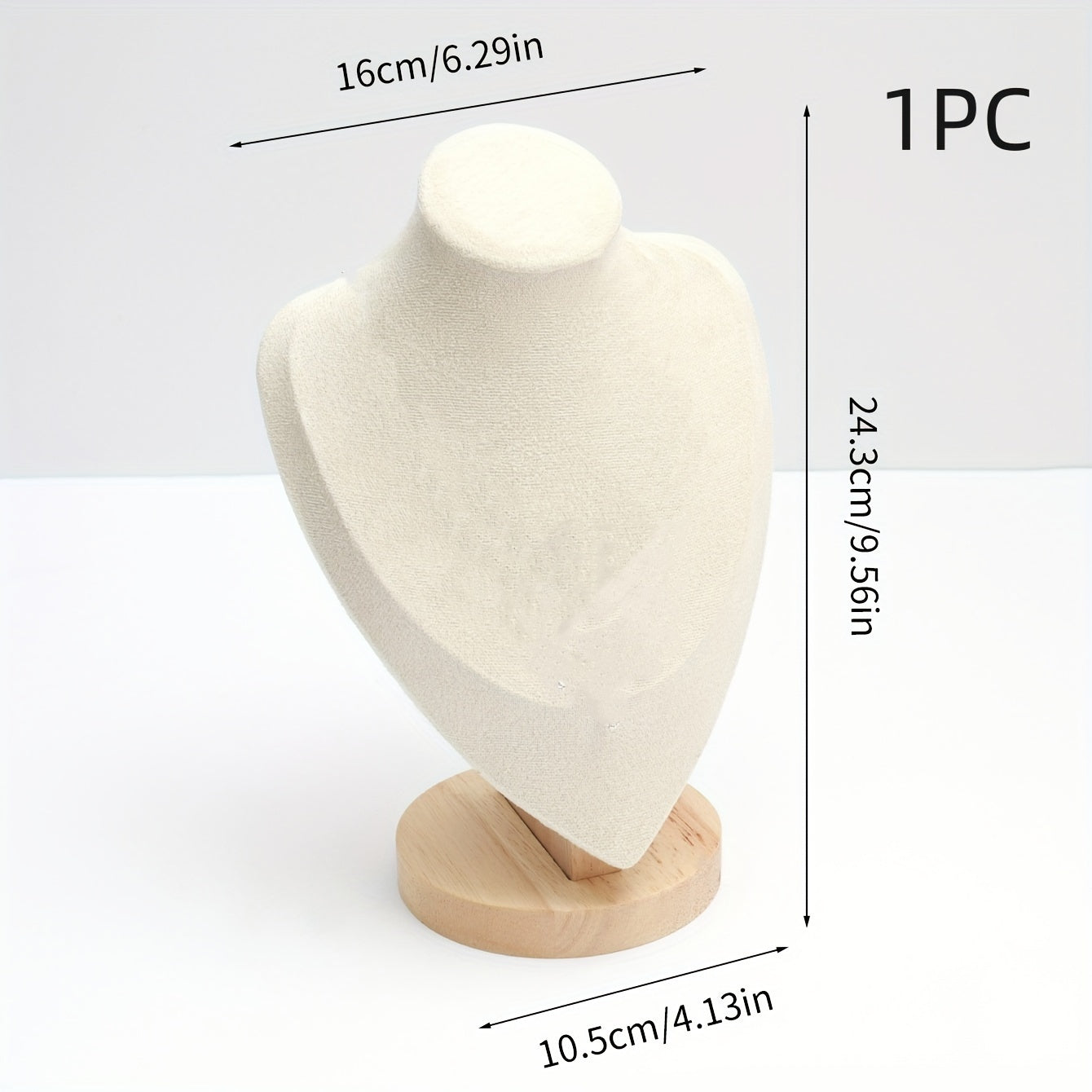 Yog'och Flannellette taqinchoq namoyish qilish standi, portret bo'yin moldi bilan, zargarlik buyumlarini namoyish qilish uchun