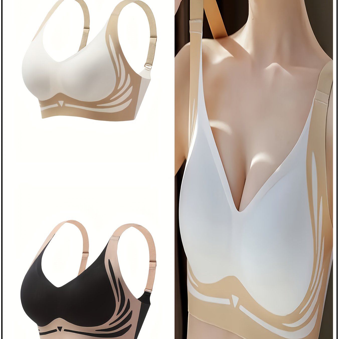 Women's Seamless Anti-Gravity Sports Bra Push-Up Shaping Pads 2 Pack