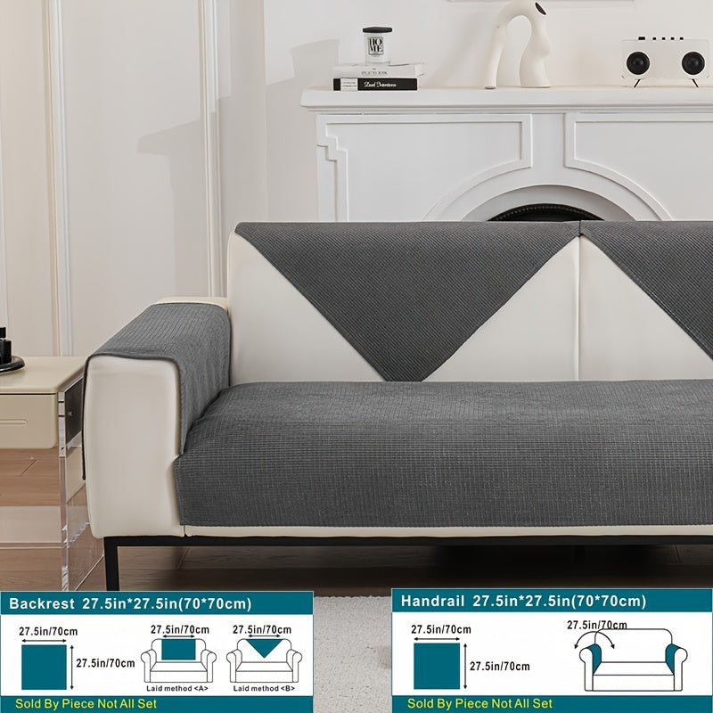 Beige Velvet Sofa Slipcover Pet-Friendly Machine Washable with Backrest and Armrest Protection