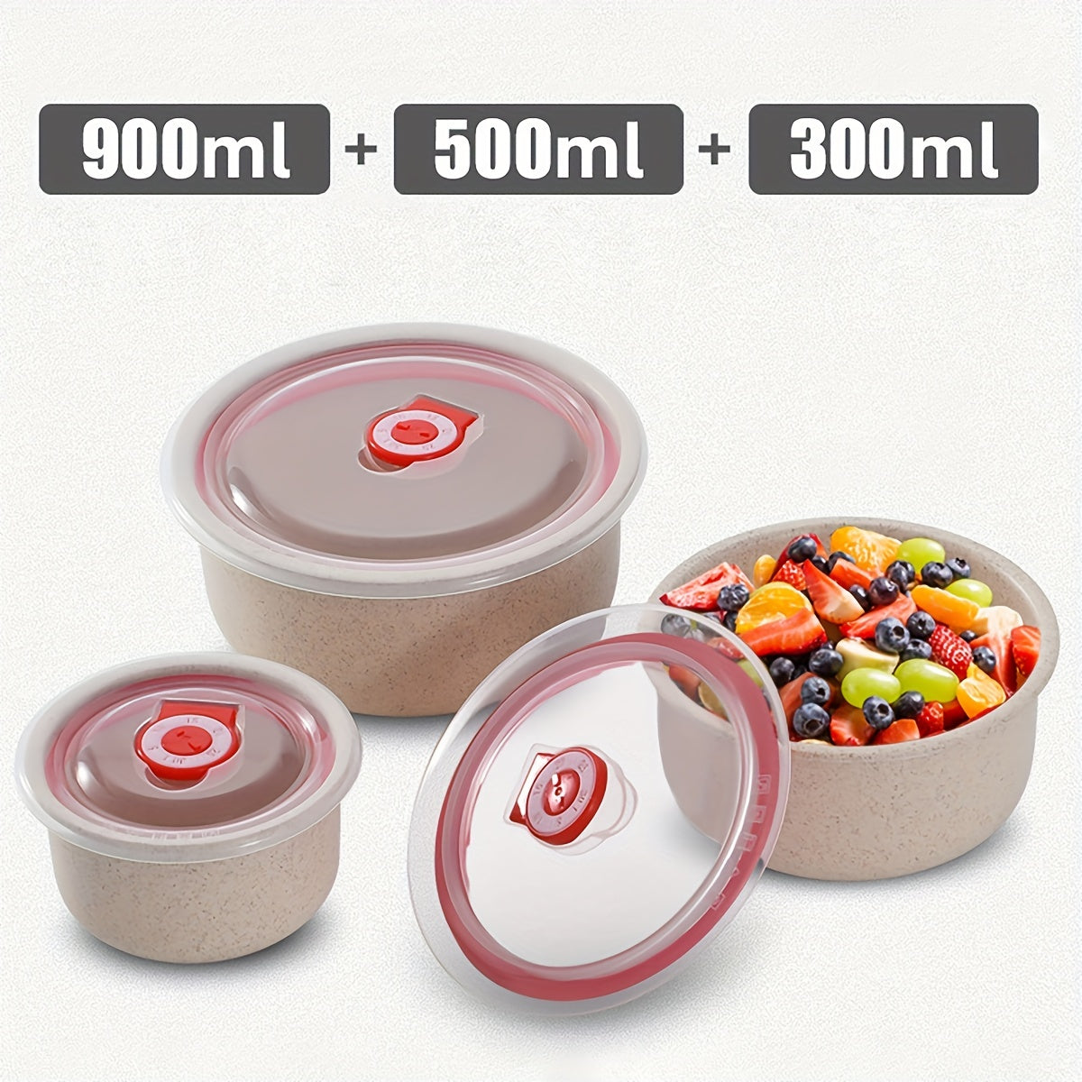 Set of 3 Airtight Food Storage Containers in Various Sizes for Freshness