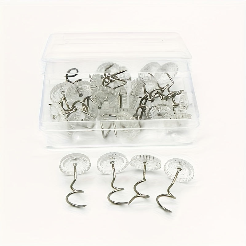Sofa Cover Fixing Clips Set of 24 and 12 Twist Nails for Edge Securing Transparent Spiral Needle Bed Skirt