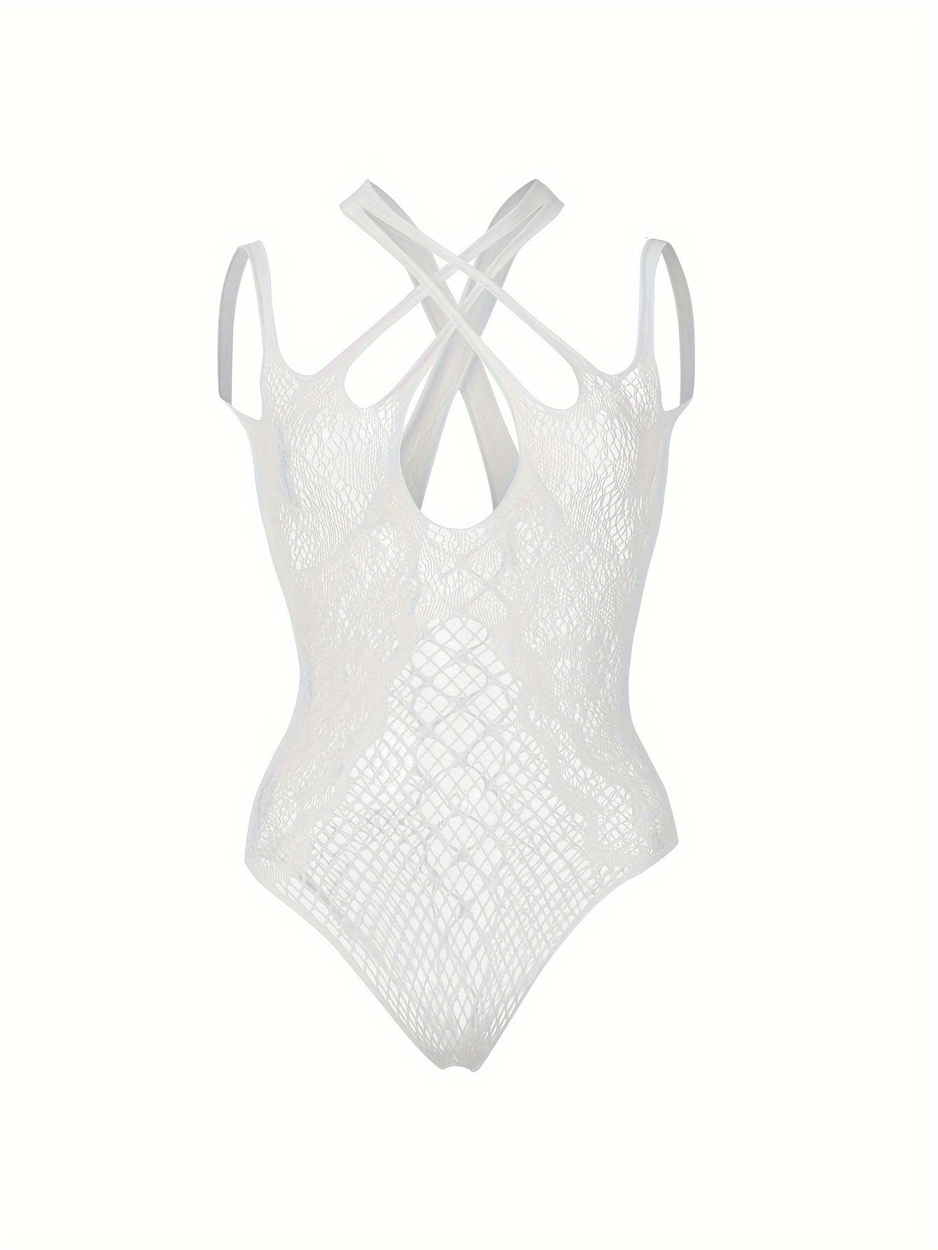Women's Lace and Mesh Bodysuit with Cutouts and Low Support