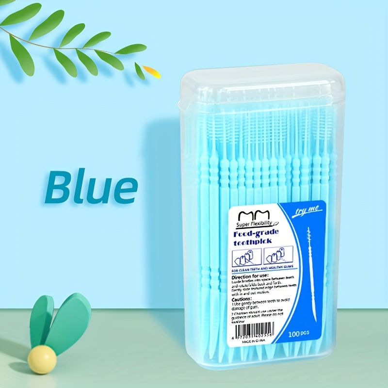 Ikki rangli plastik baliq suyak tish ignalari og‘iz gigiyenasi uchun, sayohat uchun quti