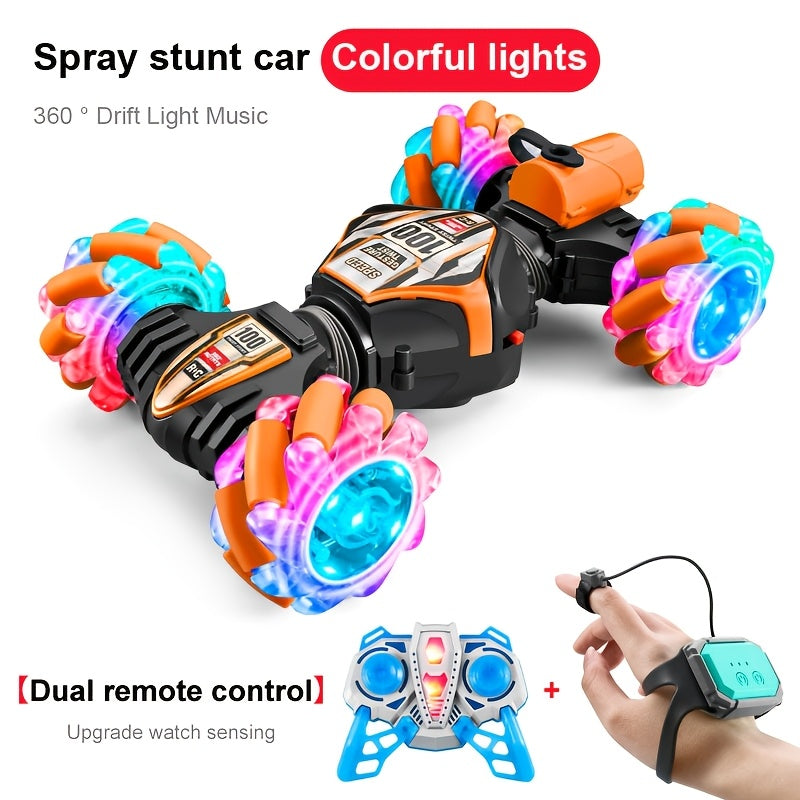 Gesture Sensing RC Car with Spray Emission Climbing Stunts Weatherproof Flashing Lights Blue Black