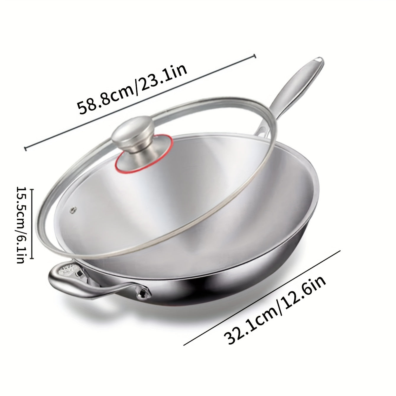 Stainless Steel Chef's Wok with Non-Stick Coating, Wooden Handle, Easy to Clean