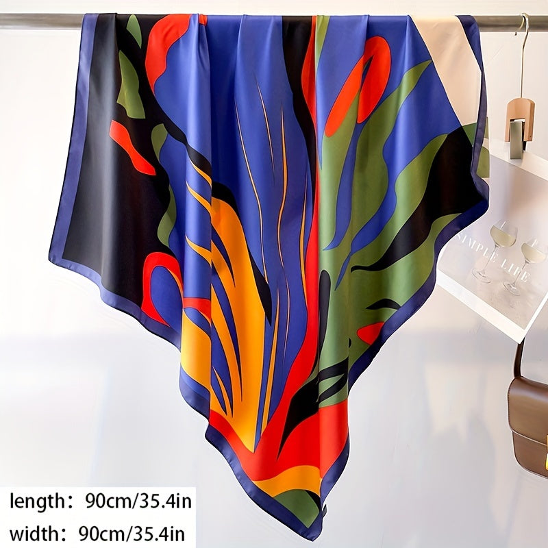 To'lqinli rang blokli shalv, ayollar uchun katta kvadrat sharf, ochiq havoda sayohat qilish, plyaj sochiq